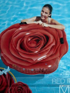 INTEX Red Rose Inflatable Pool Float for Adults, New with Tags, 54” x 52”